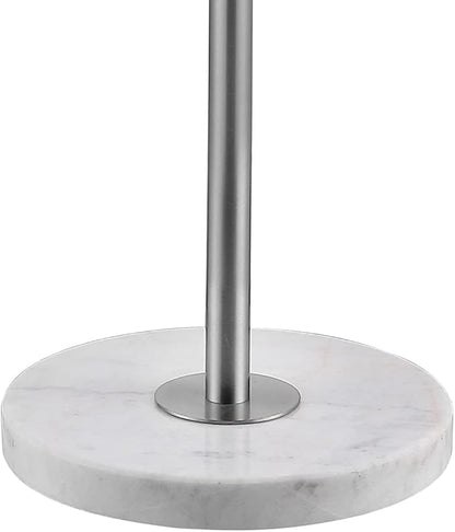 JONATHAN Y 66" Chrome and White Marble Adjustable LED Floor Lamp, Modern Glam Standing Light for Living Room Bedroom, White Linen Shade, Bulb Included (JYL3022C)