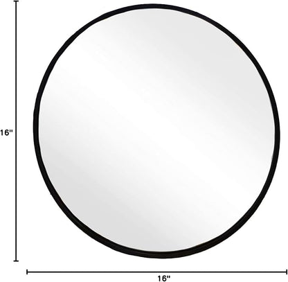 Sunniry Small Round Mirror, 16 inch Black Circle Mirror, Matte Metal Frame | High Definition Mirror, No Distortion, Easy Installation, Circular Mirrors for Bathroom, Bedroom, Vanity, Wall Decor.