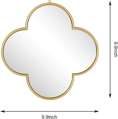 DECANIT Decorative Wall Mirrors Set of 3,Gold Clover Hanging Mirrors with Scalloped Frame for Living Room, Bedroom & Entryway, Accent Wall Decor