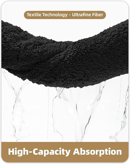 Color&Geometry Simple and Stylish Large Bath Mats for Bathroom Non Slip, 20"x32" All Black Bathroom Rugs, Absorbent, Soft, Washable, Microfiber Shower Mat