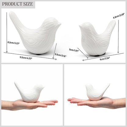 FANTESTICRYAN Set of 2 Small Ceramic Birds Statue, Home Decor Modern Style Animal Sculptures, Decorative Figurine Ornaments for Office Desktop, Bookshelf, Coffee Table, Bedroom, Living Room, Cabinets