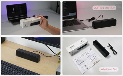 Computer Speakers for Desktop PC, External Speakers for Laptop, Mini Computer