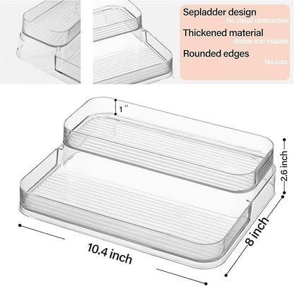 2 Tier 4 rows Nail Polish Organizer Acrylic Display Stand for Nail Polish Holder 2 pack, Nail Art Supplies Storage Rack for Essential Oils, Makeup Brushes, Jewelry, Clear Acrylic Display Case