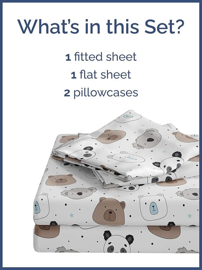 Kids Bears Queen 4 Piece Sheet Set - Boys, Girls, Teens, Toddler - Easy Fit Deep Pockets - Breathable, Hotel Quality Bedding Sheets - Machine Washable - Wrinkle Free - Cute, Cozy, Soft - CGK Linens