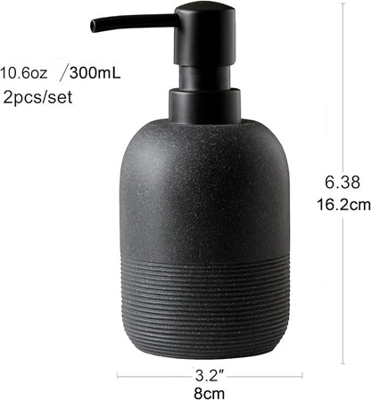 GalDal Matte Black Soap Dispenser Sets with Pump,Hand Soap and Lotion Dispenser for Bathroom Countertop,Morden Soap Dispenser for Kitchen-10.6oz.