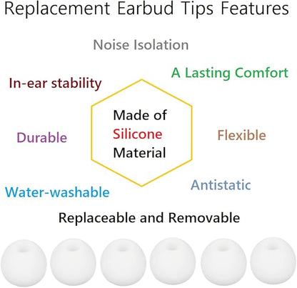 36 Pieces Medium Earbud Tips Soft and Comfortable Ear Bud Replacement Pieces