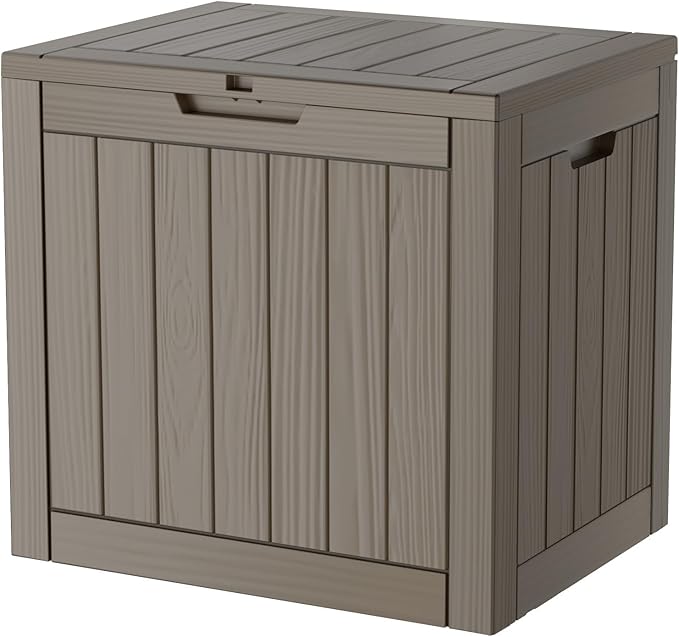 35 Gallon Lockable Resin Deck Box, Waterproof & UV-Resistant Outdoor Storage Box for Outdoor Cushion Storage, Garden Tools & Pool Accessories Storage, Gray