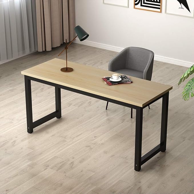 Tribesigns Computer Desk, Large Office Desk Computer Table Study Writing Desk for Home Office, Walnut + Black Leg, 63 X 23.6 inch