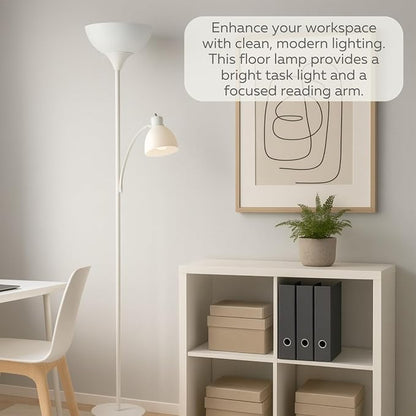LIGHTACCENTS Floor Lamp with White Plastic Shades, Adjustable Standing Lamp, Reading Light, Head Lamp, Ideal Floor Lamps for Living Room, Measures 12x12x72 inches