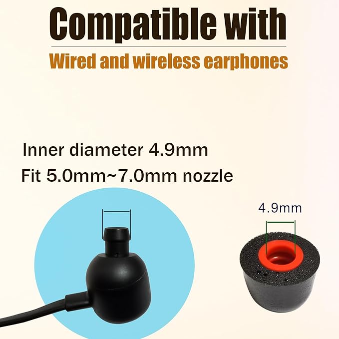 Memory Foam Tips Earbuds Tips Replacement Ear Tips Noise Reduction Anti-Slip