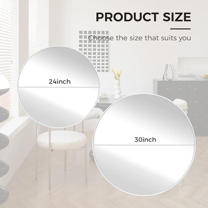 White Round Bathroom Mirror 30 Inch,White Wood Framed Circle Mirrors with Tempered Glass for Bedroom Living Room or Entryway Modern Wall Decor