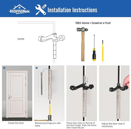 HOMOTEK 4 Pack Hinge Pin Door Stoppers, Hing Door Stops, Adjustable Deluxe