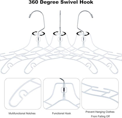 VWV 24pcs Clear Plastic Non-Slip Heavy Duty Hangers for Sweaters, Shirts, Suits, Jackets