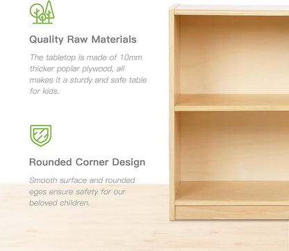 OOOK Montessori Toy Shelf, 2-Tier Wooden Storage Shelf for Kids, Modern Style, Kids Bookshelf and Toy Storage, Classroom, Kindergarten, Playroom, Daycare Center