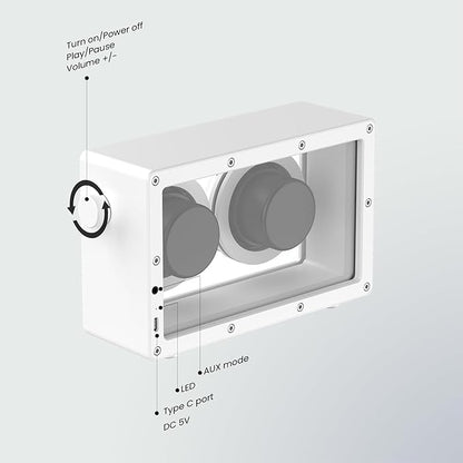 Cassette Portable Bluetooth Speaker, 16W Minimalist Speakers Bluetooth Wireless