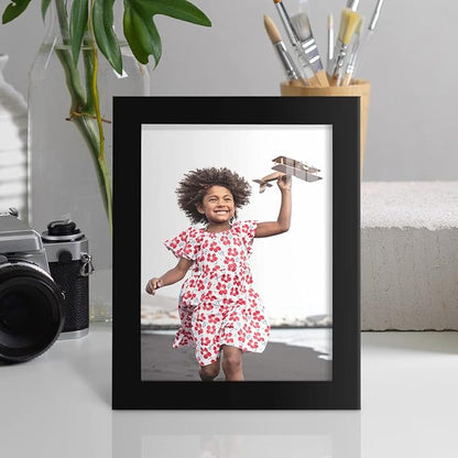 Renditions Gallery 6x8 inch Picture Frame High-end Modern Style, Made of Solid Wood and High Definition Glass Ready for Wall and Tabletop Photo Display, Black Frame