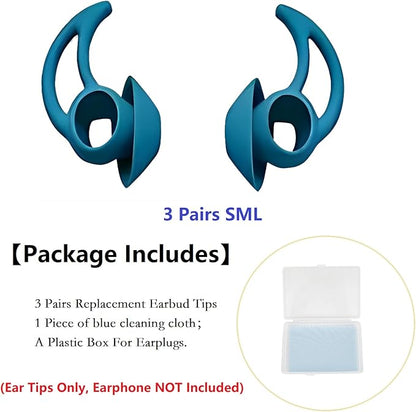 Silicone Earbud Tips 3 Pairs SML Soft and Comfortable Noise Isolation