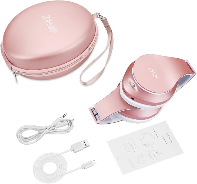ZIHNIC Bluetooth Headphones Over-Ear, Foldable Wireless and Wired Stereo