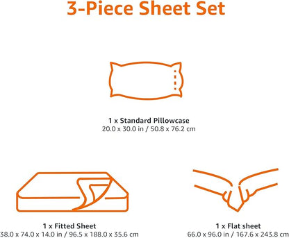 Amazon Basics Lightweight Super Soft Easy Care Wrinkle Free Microfiber 3 Piece Bed Sheet Set with 14-Inch Deep Pockets, Twin, Dark Teal, Solid, Kids, Men & Women Bedding