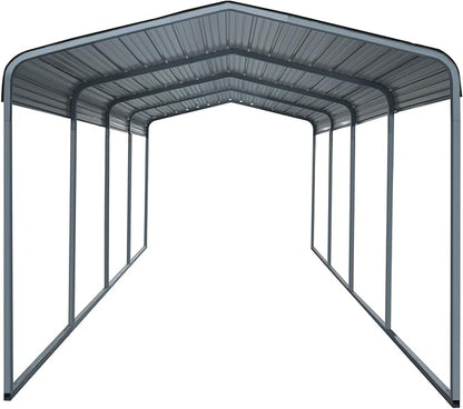 MUPATER 12 x 20 FT Metal Carport Kit, Outdoor Heavy Duty Garage Car Shelter Shade with Metal Roof, Carport Canopy with Frame and Bolts for Car, and Boat, Grey