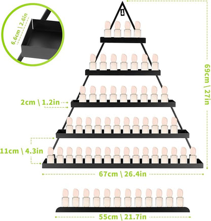 10PCS Metal Wall-Mounted Nail Polish Storage Racks, 5 Tiers Black Triangular Display Rack, Cosmetic Display Cases Lipstick Perfume Wall Shelf, Essential Oil Organizers, for Home Spa Nail Salon Shop