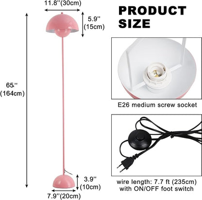 COSYLUX Modern Floor Lamp for Living Room, Industrial Tall Standing Lamp for Bedroom, Metal Shade Reflecting Light Reading Floor Lamp for Office, Nursery Room, Corner(Light Pink)