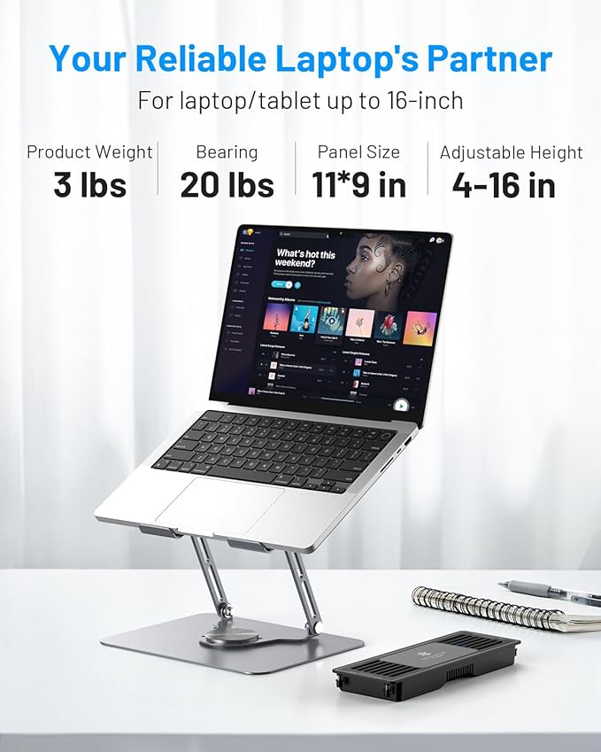 Laptop Cooling Stand with Detachable Thermoelectric Cooler, Adjustable Height &
