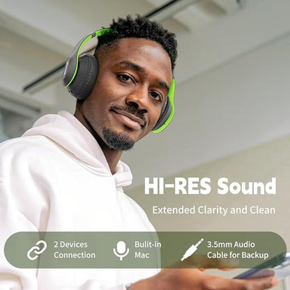 Wireless Bluetooth Headphones Over Ear, 65H Playtime HiFi Stereo Headset