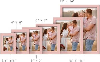 Renditions Gallery 4x6 inch Picture Frame High-end Modern Style, Made of Solid Wood and High Definition Glass Ready for Wall and Tabletop Photo Display, Pink Frame