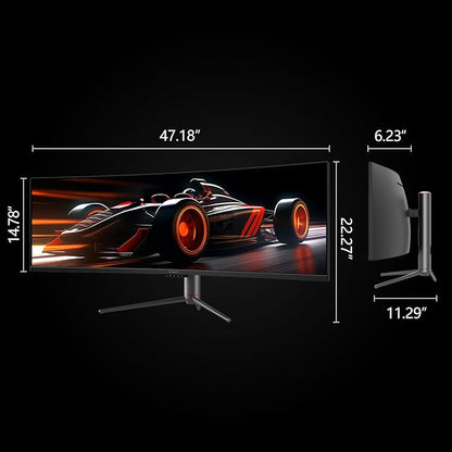 INNOCN 49" Curved Monitor Ultrawide Gaming 5K2K 120Hz 32:9 QHD 5120 x 1440P Computer Monitor, R1800, 99% sRGB, HDR400, USB Type C, DisplayPort, HDMI, Built-in Speakers, Height/Tilt Adjustable - 49C1R
