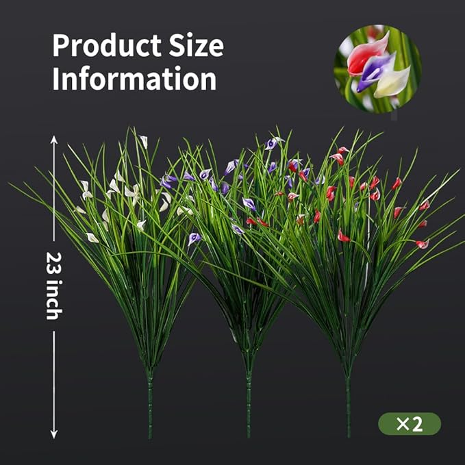 Melorca&Guilla Artificial Plants Outdoor 3PCS 23“ Fake Tall Grass,Faux Grass Plant,Artificial Greenery Shrubs Bushes for Garden Porch Window Box Shop Office Home Décor