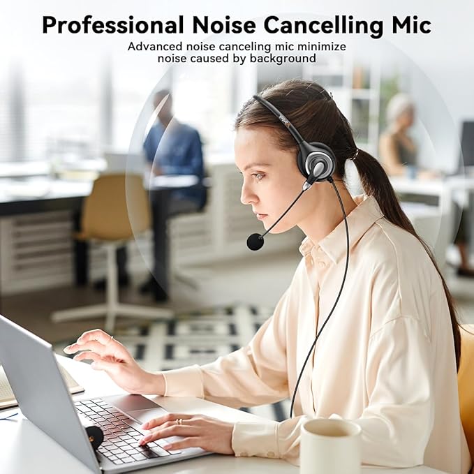 Wantek Headset with Microphone for PC Wired Headphones