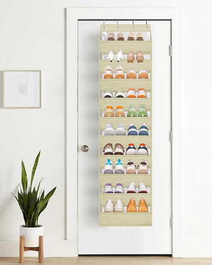 AOODA 10 Tier Clear Over The Door Shoe Organizer Storage, Deep Pockets Large