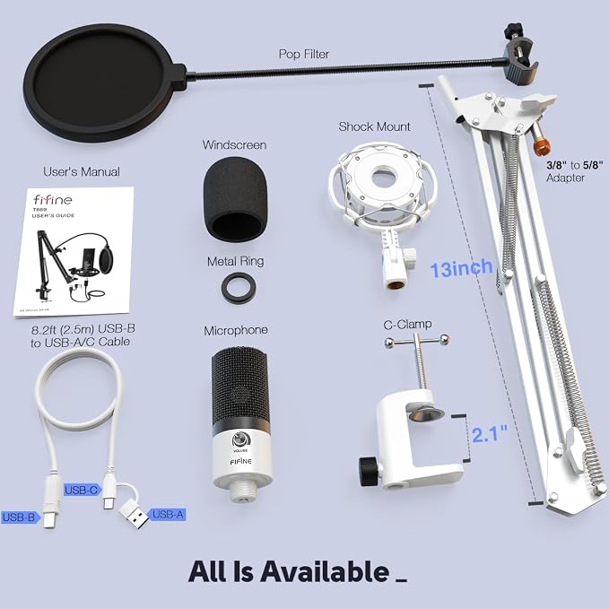 FIFINE USB Recording Microphone Kit, Studio Condenser Microphone