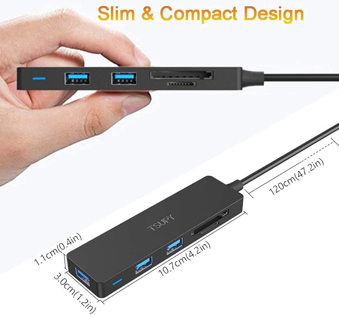 USB Hub 3.0 Splitter, TSUPY USB 3.0 Hub Multi USB Adapter Port Expander