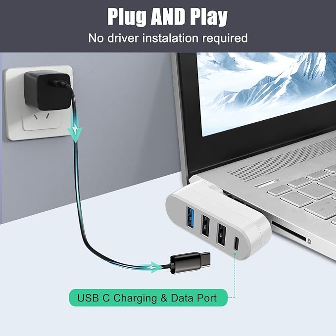 VIENON 4-Port USB 3.0 Hub, USB Splitter