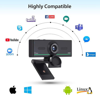 1080P Webcam with Microphone for Desktop, Computer Webcam Connect Bluetooth