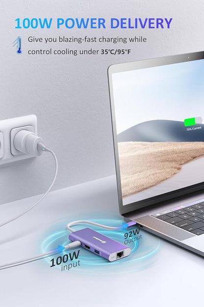 UtechSmart USB C Hub, Ethernet Multiport Adapter 6 In 1 USB C to HDMI Dock