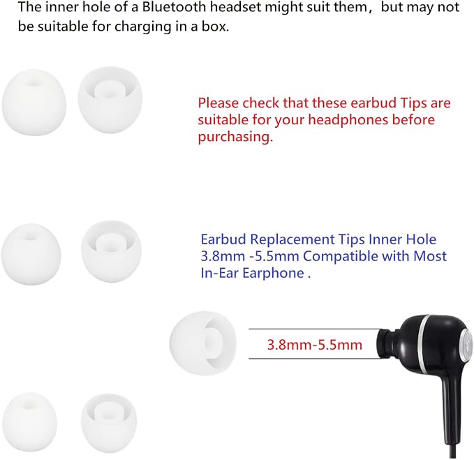 Earbud Tips Soft and Comfortable Headphone Ear Tips Ear Bud Replacement Pieces
