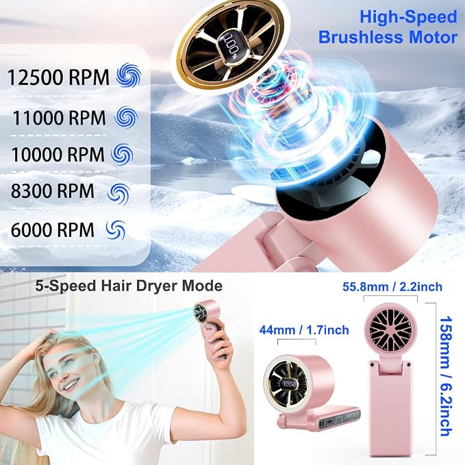 CAZOKASI Rechargeable Strong Wind Handheld Fan