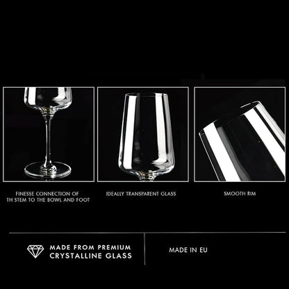 Krosno Red Wine Glasses | Elegant Design | Set of 6 | 16.9 oz | Infinity Collection | Ideal for Home, Restaurants and Receptions | Dishwasher Safe | Lead-Free Crystal Glass