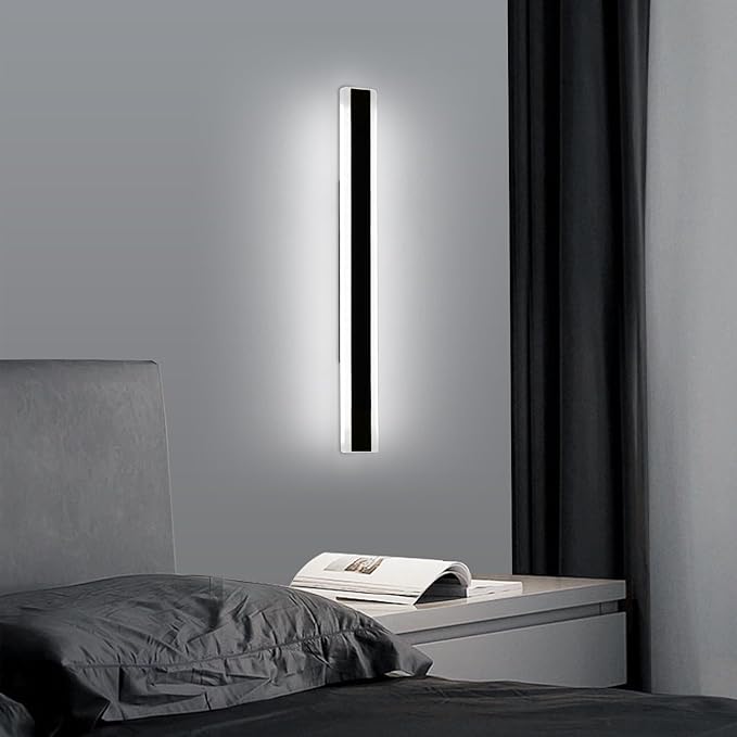 Mikeru 39.3inch Long Led Wall Light, 6000k Cool White Modern Outdoor Wall Light Ip65 Waterproof Black Acrylic Porch Exterior Lighting Fixtures, Exterior Wall Mount Lights for Garage Front Door