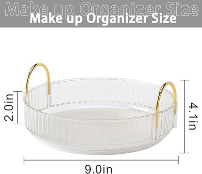 Rotating Makeup Organizer for Vanity, High-Capacity Skincare Clear Make Up Storage Perfume Organizers Cosmetic Dresser Organizer Countertop 360 Spinning (Clear, 1 Tier)