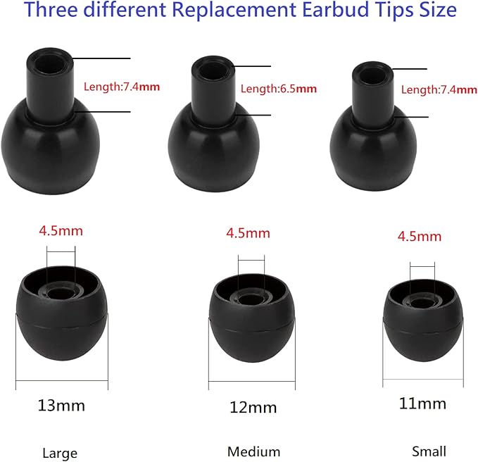 36 Pieces Medium Earbud Tips Soft and Comfortable Ear Bud Replacement Pieces