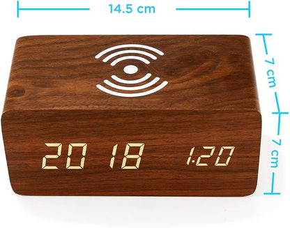 OCT17 Alarm Clock with Qi Wireless Charging Pad Compatible with iPhone Samsung