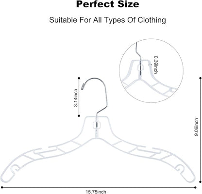 VWV 24pcs Clear Plastic Non-Slip Heavy Duty Hangers for Sweaters, Shirts, Suits, Jackets