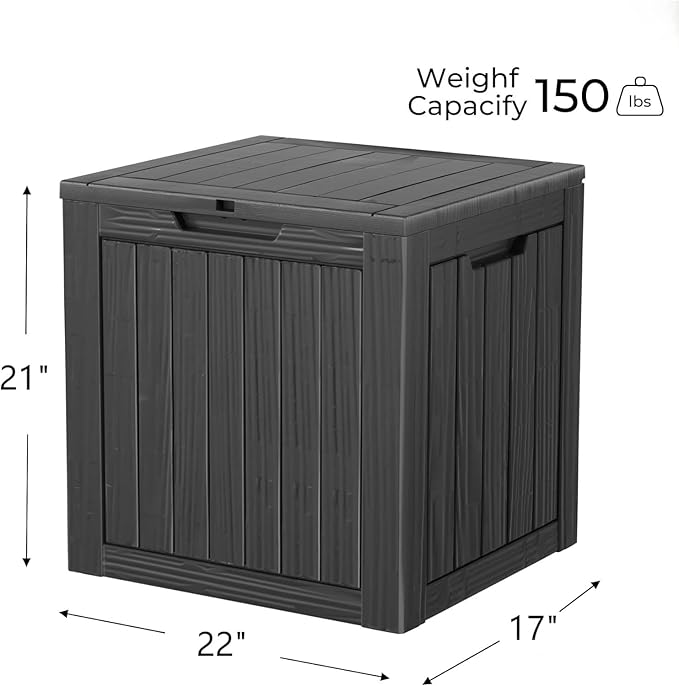 35 Gallon Outdoor Storage Box Waterproof Lockable Resin Deck Box Large, Patio Storage Bin for Pool Accessories Cushion Furniture, Garden Tools, UV-Resistant Outside Delivery Black
