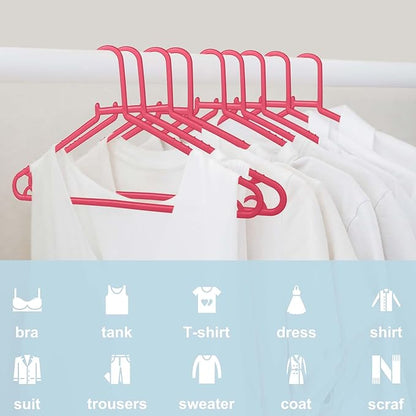 Plastic Hangers 50 Pack, Light Weight Durable Clothes Hangers with Hooks Standard Size G-Shape&Non-Slip Coat Hangers for Everyday Use (Pink)