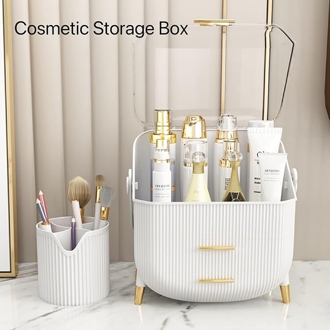 Upgrade Large Makeup Organizer Countertop Vanity Case Skin Care Cosmetic Storage Box Bathroom Counter Perfume Skincare Organizers Make Up Caddy Gift for Women Girls Clear Design Easy Visibility