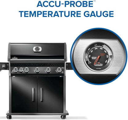 Napoleon Rogue PRO 625 Natural Gas Grill with Infrared Side Burner, Black, Durable 6-Burner Cooking Power